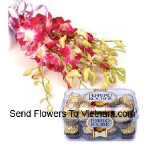 Charming Pink Orchids with 16 Pcs Ferrero Rochers