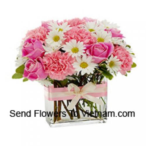 Beautiful Pink Roses and Carnations