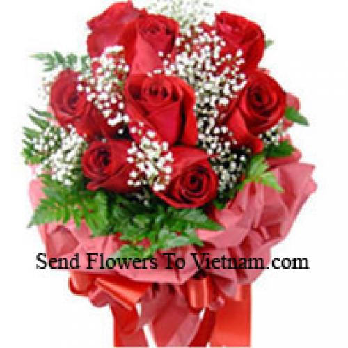 10 Wrapped Red Roses