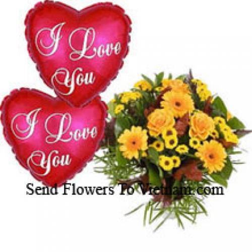 Mixed Flowers with Love Balloon