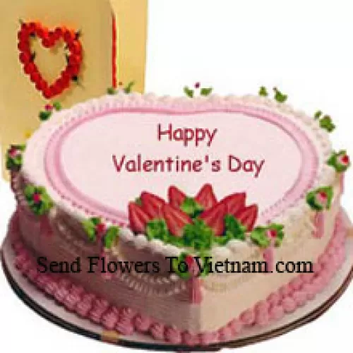 1 Kg (2.2 Lbs) Heart Shaped Strawberry Cake