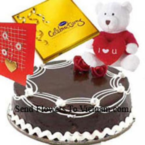 1 Kg Bolo de Trufa com Chocolates e Urso Fofo