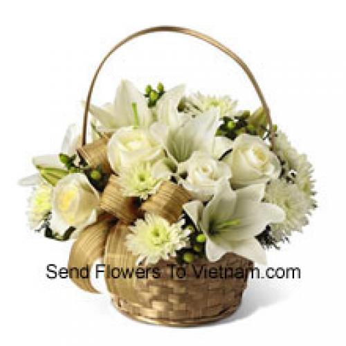 Basket of Assorted White Flowers